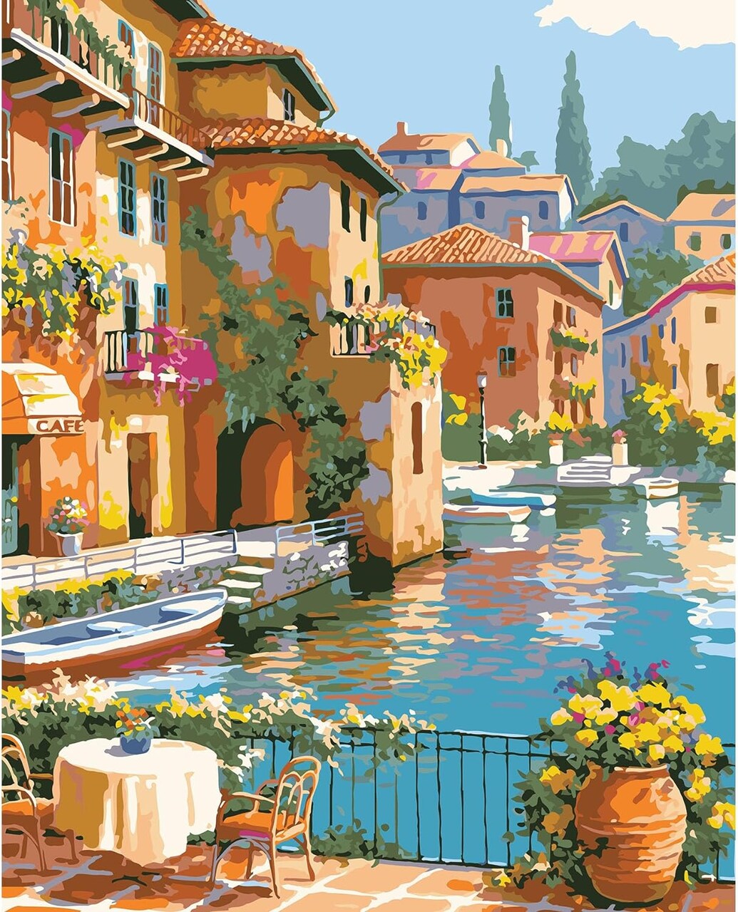 Paint by Numbers for Adults – Town Scenery Landscape Kit, DIY Painting for Home Wall Decor (16 x 20 Inch)